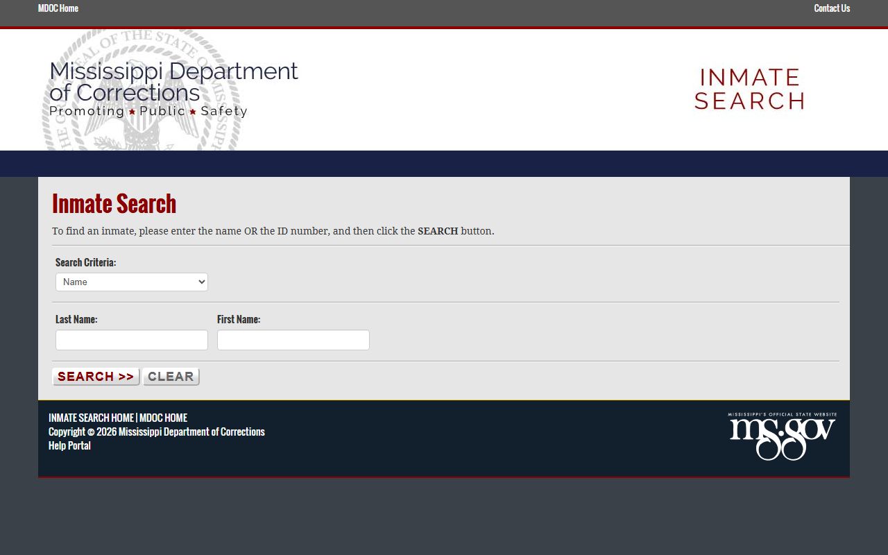 Jefferson County inmate records MS.GOV MDOC search interface