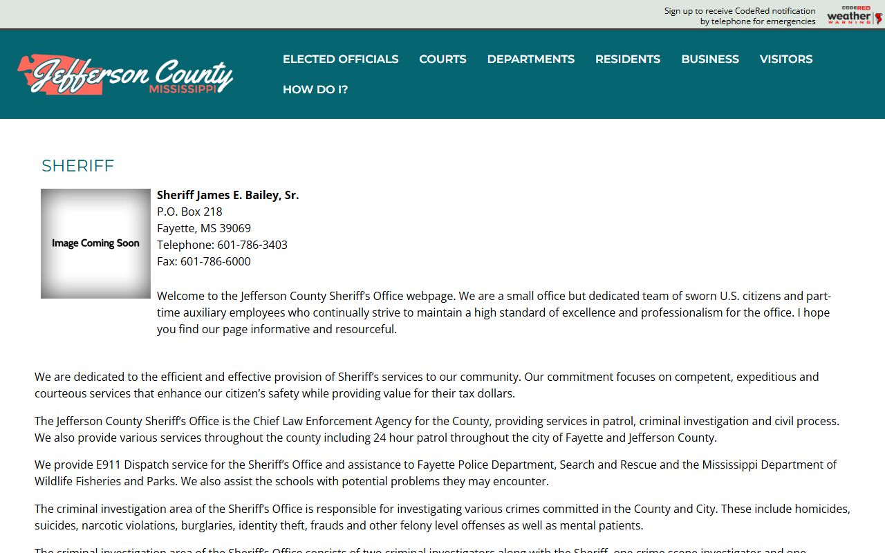 Jefferson/Franklin County Correctional Facility sheriff page for Jefferson County inmate records